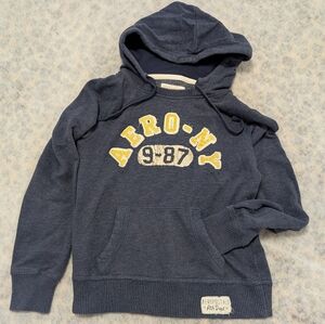 Vintage Y2K Aeropostale Hoodie Navy Blue Logo Pullover Medium